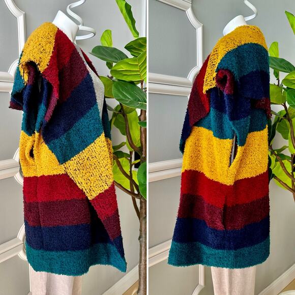 Alice + Olivia Muriel Striped Wool Oversized Vest Shawl Size M/L - Picture 6 of 13